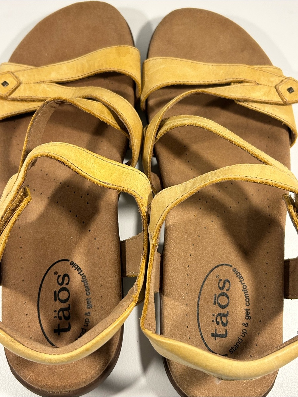 Taos Leather Comfort Sandals Womens 11 US Yellow Adjustable Slingback - Picture 7 of 11